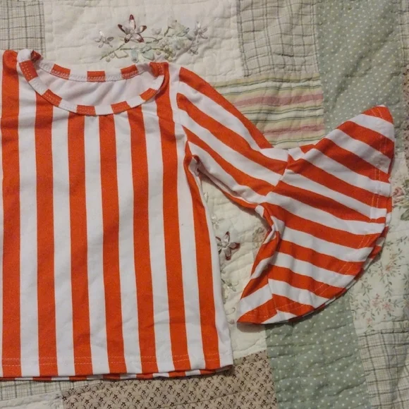Orange and White Striped Kids Shirt - Picture 4 of 4